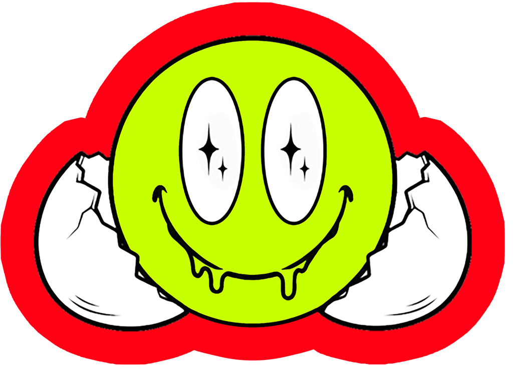 [TP-RED-SMILEY] Toxic Punk Acid Smiley — Red Outline